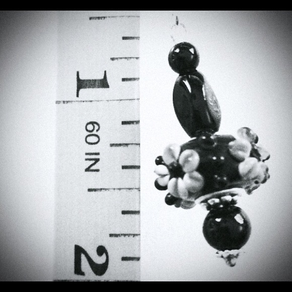 Earrings-Lampwork Black/Pink/Gold - Picture 4 of 4